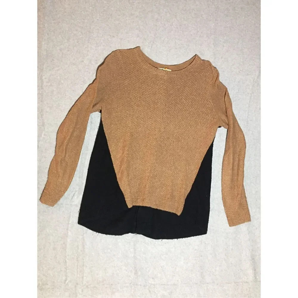 Womens Madewell Sweater Size Medium Brown Black Knit Zip Up Back Casual Holiday